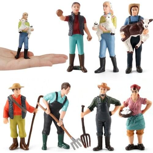 Creative 1:25 Scale Farm Human Figurines Mini Simulation Farmer PVC People Model Miniatures Decor Accessories Toys Gift