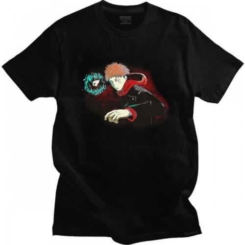 Classic Manga Jujutsu Kaisen T Shirt Men Short Sleeve Japan Anime T-shirt Yuji Itadori Casual Tshirt Cotton Regular Fit Tee Tops