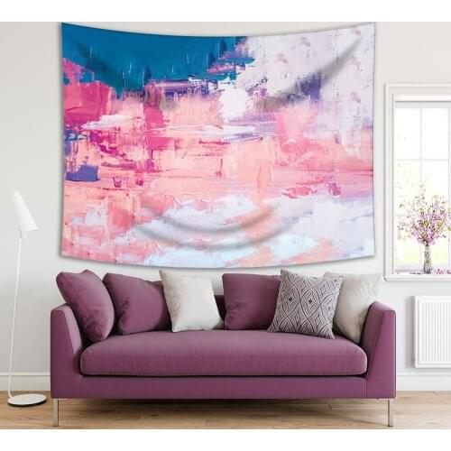 Tapestry Spots of Paint Brushstrokes Colorful Canvas Modern Creative Oil Painting Artwork Blue Purple Pink