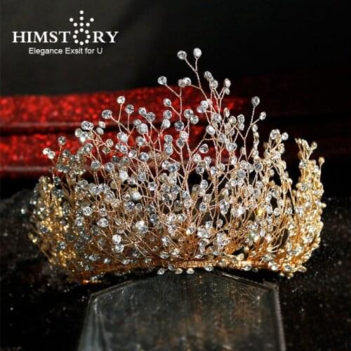 Himstory Luxury Crystal Bridal Hair Vine Headband Handmade Wedding Headpiece Stunning Party Hair Jewelry For Brides