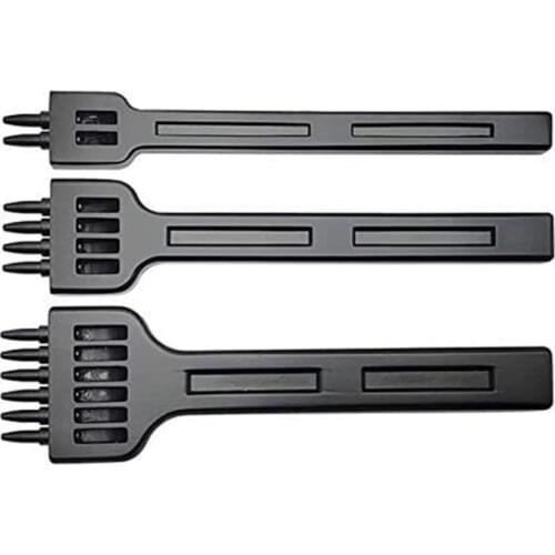 Leather Hole Punch Tool 2/4/6 Prong Tooth Lacing Diamond Stitching Chisel Set for DIY Leather Craft (Black)