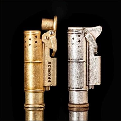 Classic Retro Gasoline Lighter Flint Lighter Trenches Pure Copper Cigarette Petrol Windproof Free Fire Inflated Metal Gadgets