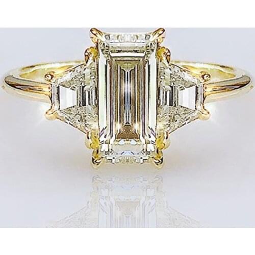 Huitan Simple Classic Design Bridal Wedding Ceremony Rings Shiny Geometric CZ Zircon Elegant Anniversary Gift Women Ring Jewelry