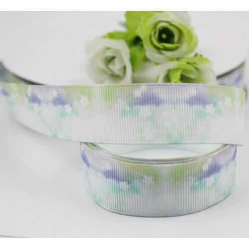 Iris/yellow/green col with stars printed grosgrain ribbon 9-75mm DIY handmade materials christmas wedding gift wrap tape ribbon
