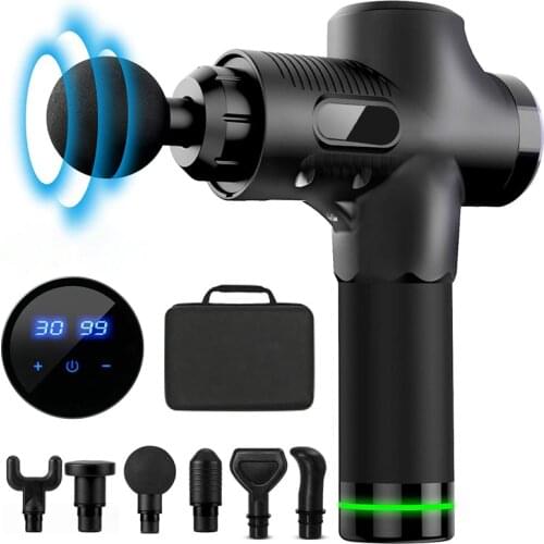 New LCD Display Massage Gun Rechargeable Handheld Electric Body Massager for Pain Relief Deep Tissue Percussion Muscle Massager