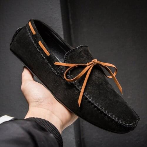 Mens Loafers Soft Moccasins Man High Quality Casual Summer Shoes Suede Leather Shoes Men Flats Slip on Driving Shoes Plus Size