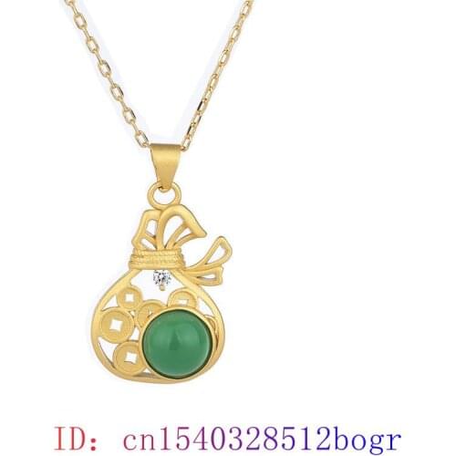 Jade Blessing bag Pendant Fashion Chinese Zircon Amulet 925 Silver Gifts Necklace Gemstone Natural Women Charm Chalcedony