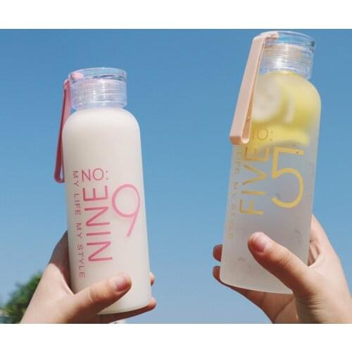 New Digital Frosted Glass Bottle Couple Simple Creative Trend Female Student Fresh And Cute Water Bottle
