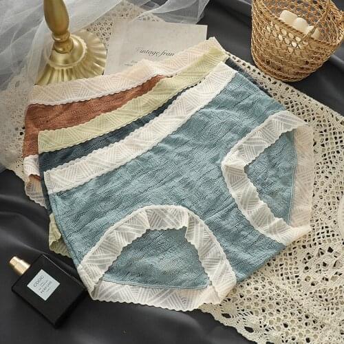 2021 New Japanese Girls' Panties Womens Cotton Underwear Sexy Lace Panties Low Waist Hollow Out Briefs Female Fashion Lingerie