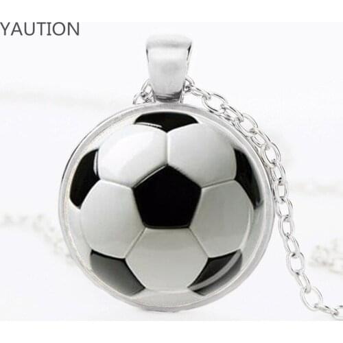 New Fashion Football Picture Glass Pendant Necklace Fashion Women and Men Necklace