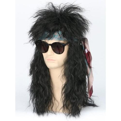 New Middles Ages Vintage Cyberpunk Style Heavy Metal Rock Band Game Cosplay Long Curly Hair Wig Halloween Cosplay Accessories