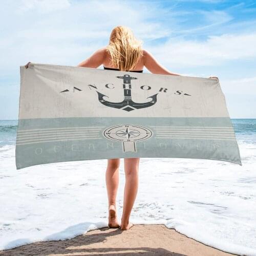 Anchor Compass Retro Bath Towel Camping Bathroom Accessories Face Towel Microfiber Beach Towel