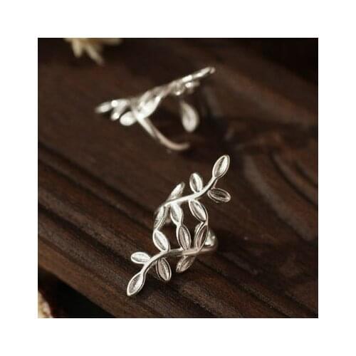 925 Sterling Silver leaves Clip on Earrings Ear Cuff For Women Girl Lady Without Piercing Earring Jewelry