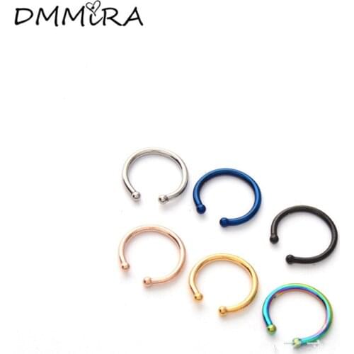 Fashion Women BCR Horse Shoe Ear Clip Color Gold Color Titanium Steel Ball Ends Eyes Nose Nail Earrings Ear Piercing Jewelry