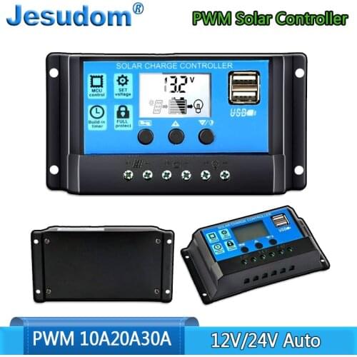 PWM Solar Controller 12V/24V Auto. 30A20A10A LCD Battery PV Cell Panel Charger Regulator Lamp 100W 200W 300W 400W 500W