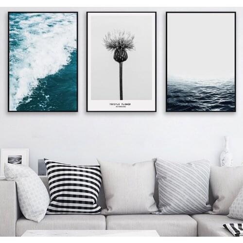 Modern Nordic Dandelion Decoration Canvas Painting Sea Scape Hotel Clubhouse Hanging Painting Wall Pictures for Living Room