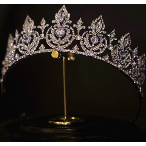 Rhinestone Zircon Alloy Bridal Crown Princess Hair Tiara Silver Color Wedding Prom Hair Accessories Women Hairband
