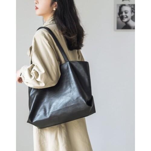 Women Shoulder Bags Soft Luxury High capacity Female Tote Bag Ladies Black Pu 2020 Designer Womens Handbags Winter New Bags