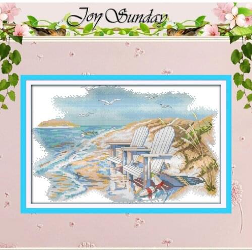 A quiet beach Patterns Counted Cross Stitch 11CT 14CT Cross Stitch Set Wholesale Scenery Cross-stitch Kit Embroidery Needlework