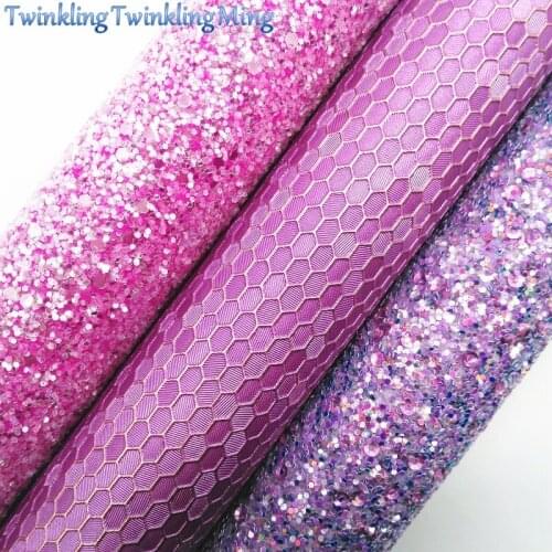 Mixed Glitter Fabirc, Faux Leather Fabric, Honey Comb Synthetic Leather Fabric Sheets For Bow A4 21x29CM Twinkling Ming XM546