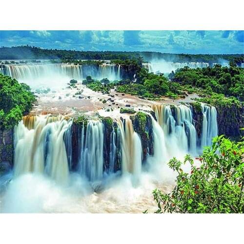 Waterfall Landscape Printed Fabric 11CT Cross-Stitch Set DIY Embroidery DMC Threads Painting Knitting Handmade Promotions