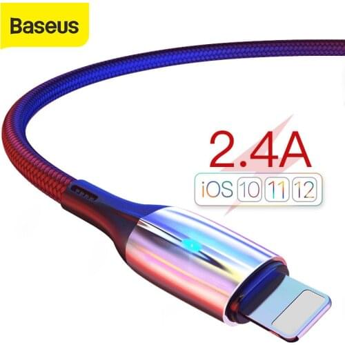 Baseus USB Cable for iPhone 11 Pro Max Xs X 8 Plus Cable 2.4A Fast Charging Cable for iPhone 7 SE Charger Cable USB Data Line