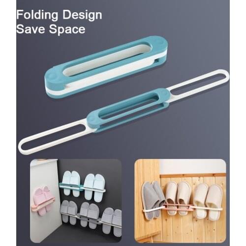 Bathroom Towel Rack Home Slipper Rack Wall Mounted Shoe Organizer Rack Folding Slipper Hanging Self Adhesive Storage Racks