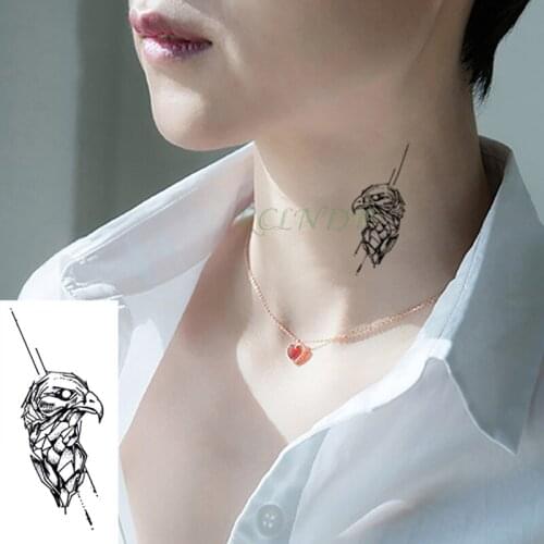 Waterproof Temporary Tattoo Sticker Black Hawk head Flash Tatoo Fake Tatto Foot Arm Neck Chest Body Art for Girl Men Women