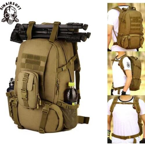 SINAIRSOFT Waterproof Nylon Military Tactics Backpack 40L Large Capacity Men 15 Inch Laptop Rucksack Travel Hike LY2001