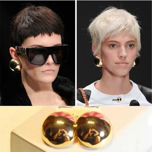 High quality Exaggerate Metal Big Fastener Buttons Pendant Stud Earring Luxury Catwalk T Show Studi Earrings For women Jewelry