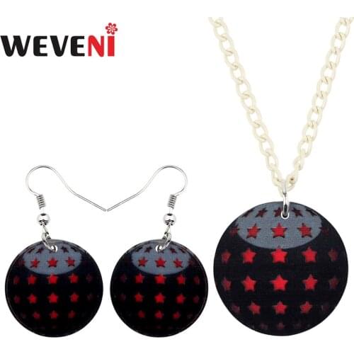 WEVENI Acrylic Christmas Star Ball Necklace Earrings Decoration Jewelry Sets For Girls Teens Women Fashion Party Charm Gift 2019