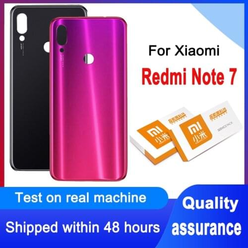 AAA Back Housing Replacement For Xiaomi Redmi Note 7 Back Cover Battery Glass With Adhesive Sticker For Note 7 Pro Rear Cover