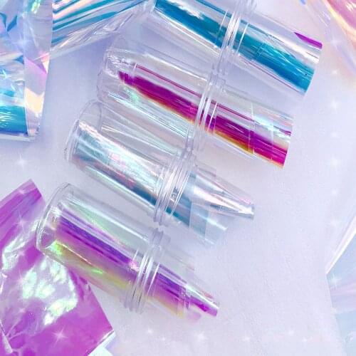 1Roll Mirror Foil Holographic Rainbow Sticker Aurora Glass Gradient Nails Stickers Designer Nail Art DIY Manicure Foil Decals