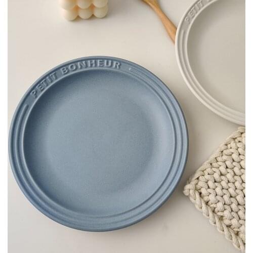 1pcs Solid Color Porcelain Plate Ceramic Dinner Plate Round White Blue Tableware Dinner Set Dinnerware Kitchen Supplies