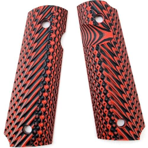 2Pieces Tactics Pistol 1911 Grips Patch Red G10 Grips Custom Grips CNC Material 1911 Accessories