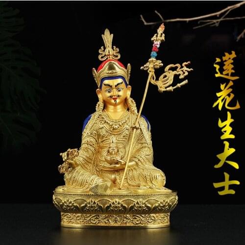 31CM large High grade GOOD Buddha -HOME Hall efficacious Protection Gold-plated Guru Padmasambhava buddha Buddhist Tantra statue