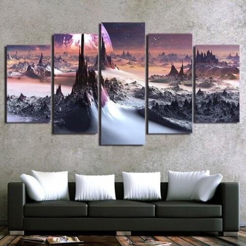 HD Printed 5 Piece painting Outer Space Universe Planet star Painting Wall Pictures for Living Room room decoration
