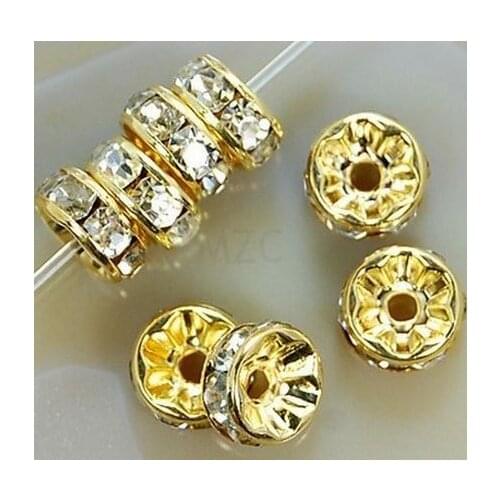 6mm 8mm 10mm 12mm jhj34 White Spacer Metal Rondelle Rhinestone Loose Beads For Best DIY Jewelry Bracelet crystal