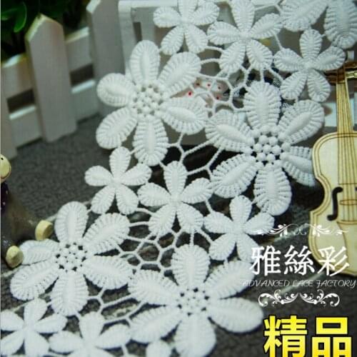 20yards Snowflake Designed 11.5cm Polyester Embroidered African Lace Water Soluble Lace Trimming Ribbon DIY Clothing Accessories