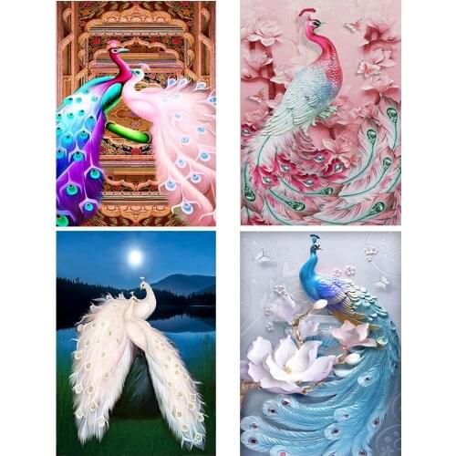 DIY Peacock 5D Diamond Painting Full Round Drill Mosaic Diamont Embroidery Animal Cross Stitch kit Home Decor Christmas Gift