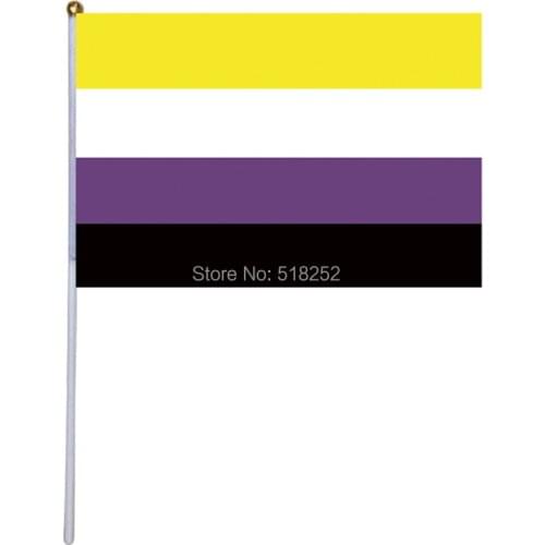 Non Binary Pride Hand Waving Flag Mini Banner 14x21cm 50pcs Sports Home Decoration,Free Shipping