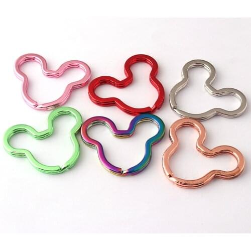 Mouse Split Key Rings KeyChain Hardware Keyfob Hardware Metal Key Ring Clip Wristlet Keychain Leather Craft Keychain Accessories