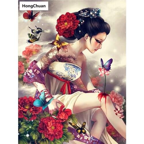 Fast delivery 5D square/rounddiamond embroideryJapanese geishabeauty Halloweenmosaic crossdiamond painting decoration mural gift