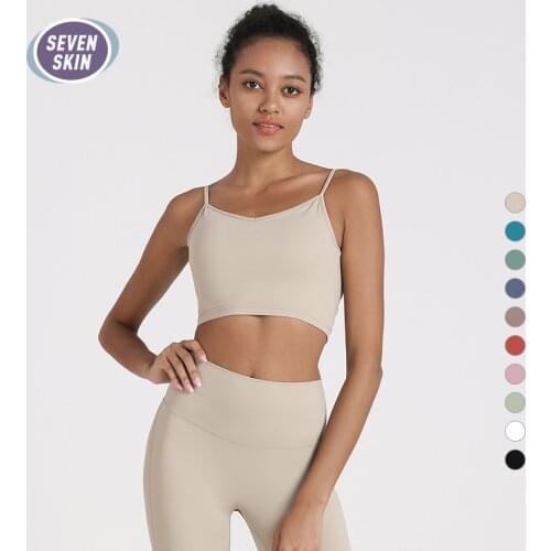 SEVEN SKIN Push Up Padded Gym Fitness Bra Backless Women Crop Tops Running Workout Yoga Sports Bras with Removable Pads Tank top