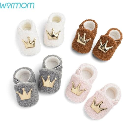 Warmom Winter Crown Furry Baby Cotton Shoes Toddler Shoes Baby Shoes Cotton Boots For 0-1 Years Old