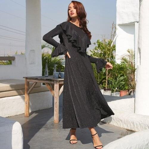 Turkey Muslim Women Long Dress Moroccan Kaftan Party Maxi Vestido Button Robe Femme Musulman Prayer Garment Islamic Clothing