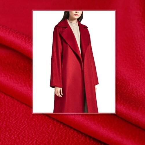 Pearlsilk Red Double-Side Water Ripple Fabrics 100%Australian Wool Materials Winter Women Overcoat Cloth Freeshipping