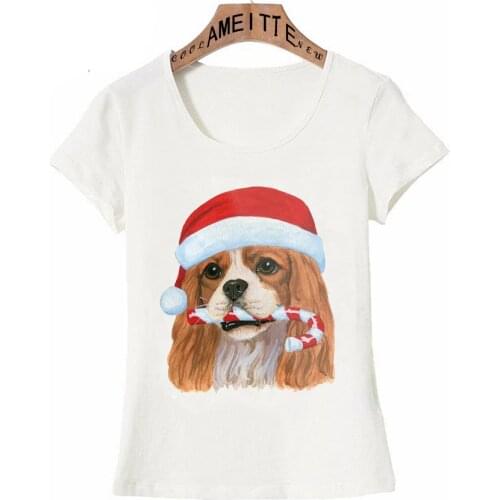 Funny Clever Naughty Cavalier King Charles Spaniel Dog Print T-Shirt Summer Women Short Sleeve Cute Girl Casual Tops White Tees