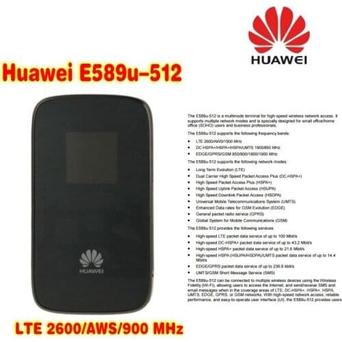 Huawei E589u-512 4G LTE Mobile Pocket WiFi Hotspot plus with 4g external antenna