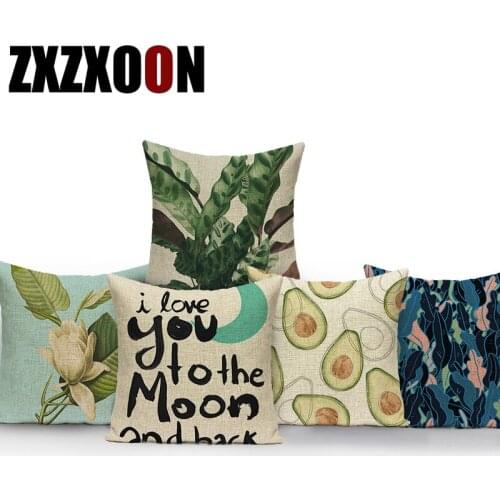 Tropical Plant Cactus Palm Cactus Green Plant Polyester Pillow Covers Decorative Sofa Home Decor Pillow Cushion Covers